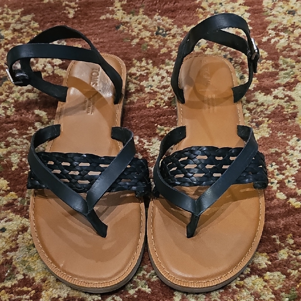 Toms Black Braided Sandals
